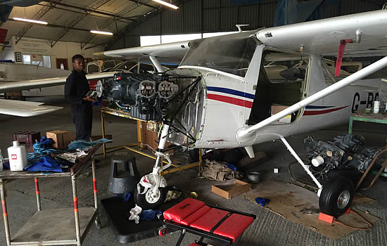 Maintenance at Redhill Aerodrome (EGKR), Surrey.