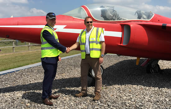 Mark Atherton, European General Aviation Sales Director, World Fuel Services (left) with Christian Ackroyd, Cotswold Airport Manager.