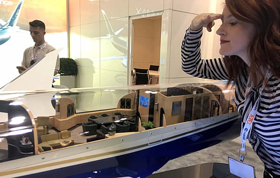 This intricate BBJ cutaway offers a miniature view of why Boeing Business Jets appeal to customers wanting the ultimate in cabin space.