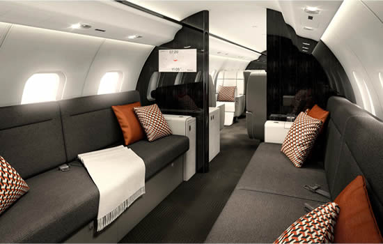 Renderings of FAI's latest Bombardier BD700 Global Express cabin refurbishment project.