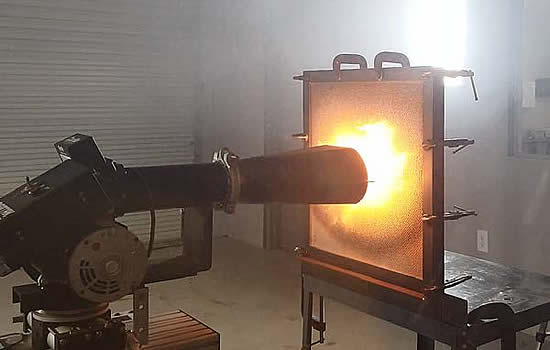 High intensity flame powerplant fire penetration test.