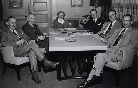 The Beech Aircraft board of directors in January 1953, with Olive Ann Beech the sole woman.