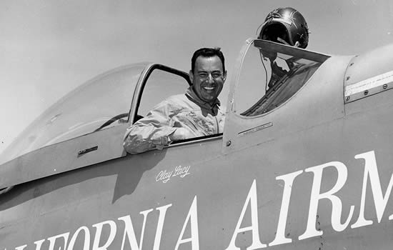 Clay Lacy in his California Airman aircraft.