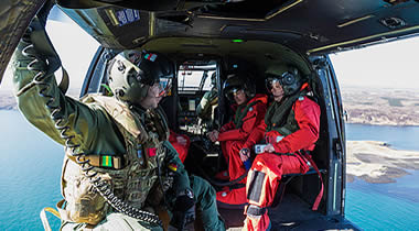 A Puma from the Kinloss detachment, training with NHS and HM Coastguard personnel on 17 April