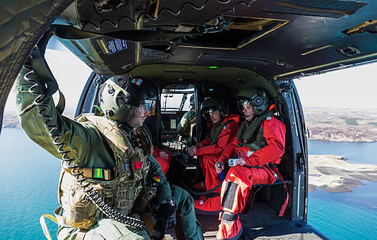 A Puma from the Kinloss detachment, training with NHS and HM Coastguard personnel on 17 April