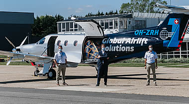 JetFly operated its first UK Pilatus PC-12 PPE flight