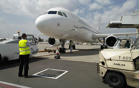 Dawit Lemma oversees an aircraft turn around.