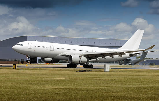 The A330 lands back at RAF Brize Norton on 5 June