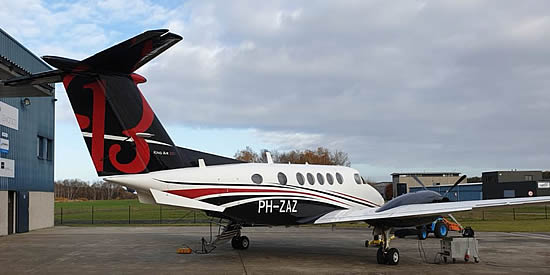 First of the fleet on the Dutch registry Zeusch Aviation’s Beechcraft B200 Super King Air PH-ZAZ is configured to support mapping and relay flights.