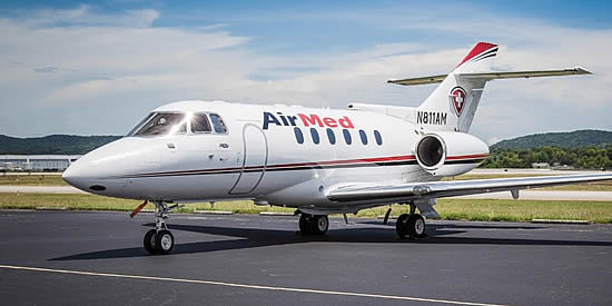 AirMed medically equipped Hawker jet