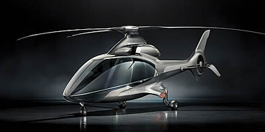 The HX50, five-seat three-blade turbine helicopter.