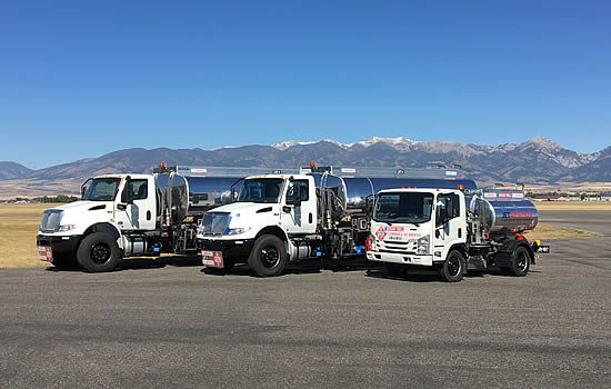 Jet Aviation fuel trucks at Bozeman.