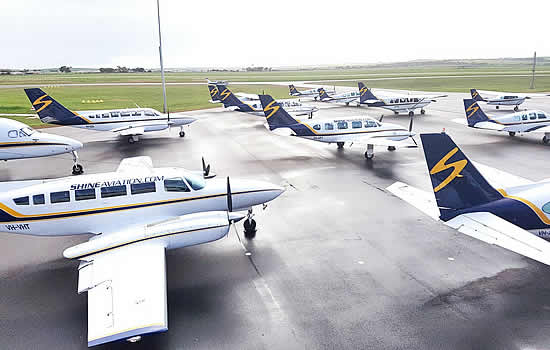 Shine operates a fleet of 15 aircraft comprising Beechcraft 1900s, Barons and Bonanzas; Cessna Titans and 172s; Piper Chieftains and Navajos; a GippsAero Airvan and a Partenavia.