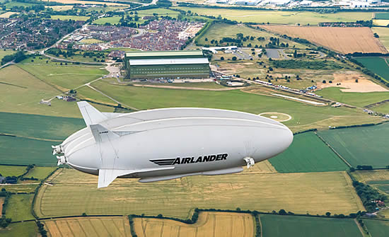 Airlander 10 over its Cardington base, near Bedford.