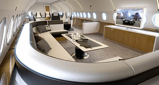 Airbus ACJ319 'Elegance' lounge.