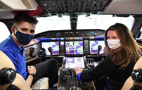 Gillian Keegan, Skills and Apprenticeships Minister at the Department for Education (right), met apprentices at Bombardier's London Biggin Hill Service Centre.