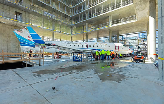 JET MS 'lands' an aircraft inside a building