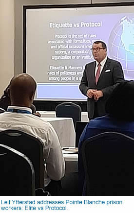 Leif Ytterstad addresses Pointe Blanche prison workers: Etiquette vs Protocol.