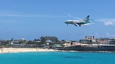 A managed ExecuJet aircraft lands at St. Maarten.