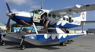 Tropic Ocean Airways Caravan prepares to depart from Grand Case Airport, St Maarten.