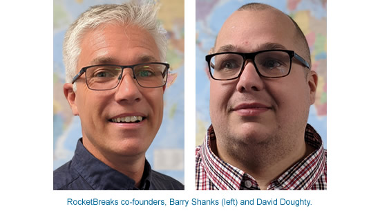 RocketBreaks co-founders, Barry Shanks (left) and David Doughty.