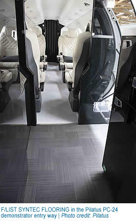 F/LIST SYNTEC FLOORING in the Pilatus PC-24 demonstrator entry way
Photo credit: Pilatus