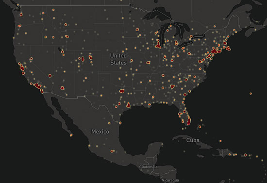 North America hotspots for Gulfstream activity, August 1st-31st, 2021