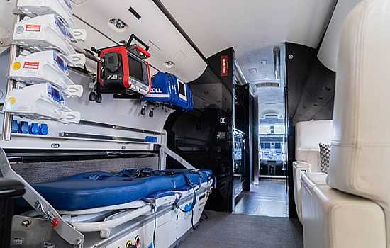 Global Express air ambulance interior.
