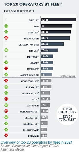Overview of top 20 operators by fleet in 2021.