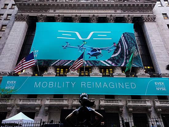 Eve begins trading on the New York Stock Exchange