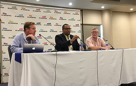 Gavin Eccles, professor of aviation and tourism, Duncan van Heyningen, manager Air Traffic Services Training and Development at Princess Juliana International Airport, Dr. Sean Gallagan, CEO Workforce Development Solutions