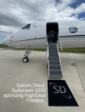 Satcom Direct Gulfstream G550 optimizing FlightDeck Freedom.