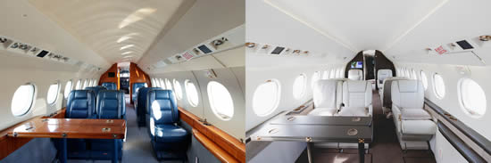 VIP Completions' Dassault Falcon 2000 'Before and After' | click to enlarge.