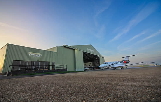 Oriens' newly refurbished hangar at London Biggin Hill Aiport.