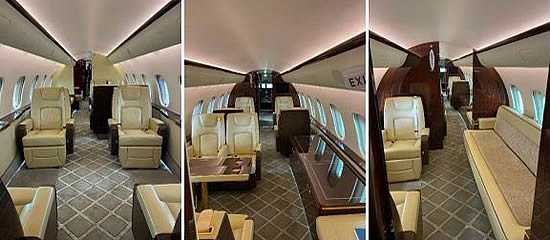 Interior of Nomad Aviation’s Bombardier Global 5000, available for charter