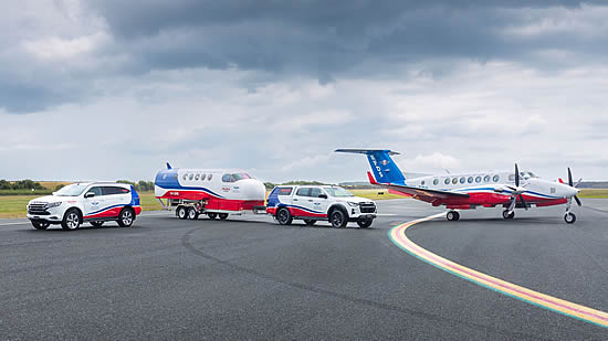 Isuzu MU-X & D-MAX towing RFDS simulator and Beechcraft King Air B360.