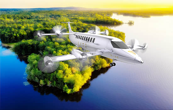 Artist impressions of LYTE Aviation's SkyBus hybrid electric eVTOL