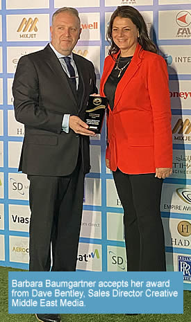 Barbara Baumgartner accepted both awards on behalf of FAI at a Gala Evening, attended by senior aviation industry leaders.