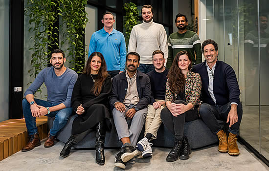 The Azzera Management Team: Standing (from left to right) - Nick Houseman, Co-Founder; Armin Nalavi, Head of Marketing; Prakash Rajan, Celeste Sales. Sitting (from left to right) - Sebastien Lacube, Chief Science Officer; Puja Mahajan, CEO and Co-Founder; Anant Jain, Chief Innovation Officer; Luke Harbord, Chief Technology Officer; Jasmina Orsic, Head of Aviation Sustainability; Rani Jeannet, VP Business Development & Sales.
