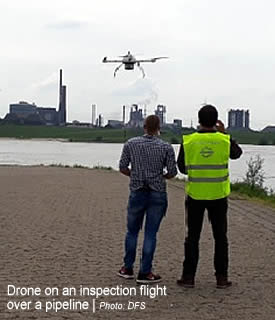 Drone on an inspection flight over a pipeline | Photo: DFS .