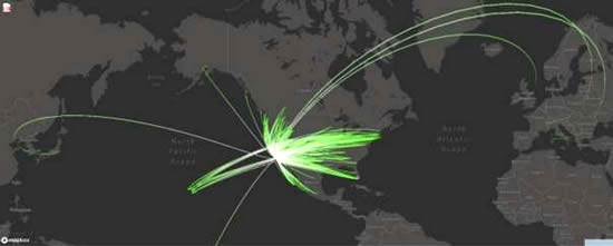 US Bizjet city flows, departures out of California State, departing 1st-25th August 2024 vs previous years.