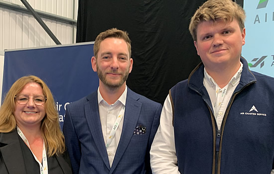 Lisa Thompson, Hunt & Palmer; Declan Lebane, Castle Air Helicopters and Edward Mayhew, Air Charter Service.