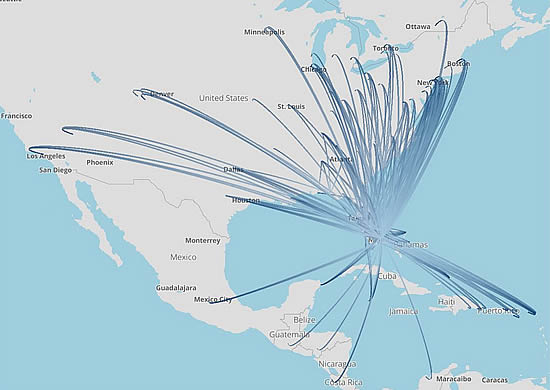 Bizjet city flows out of Florida, 1st January - 23rd February 2025.