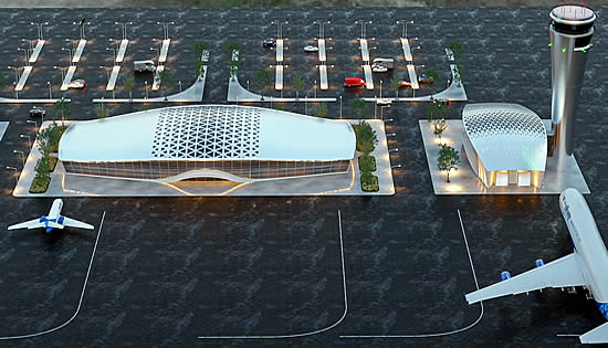 Renderings of the Alat International Airport FBO | Images: azpml.