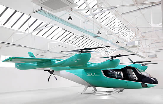 Eve’s full-scale eVTOL mock-up. Eve’s full-scale eVTOL mock-up.