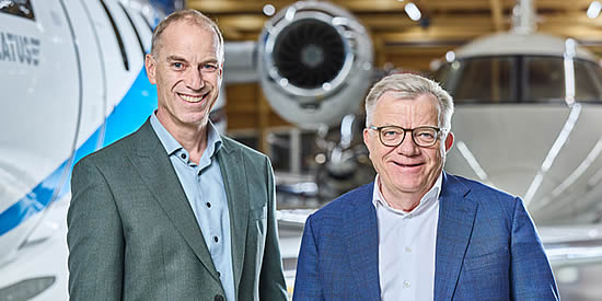 Pilatus CEO Markus Bucher (left) with Chairman of the Board of Directors, Hansueli Loosli. Pilatus CEO Markus Bucher (left) with Chairman of the Board of Directors, Hansueli Loosli.