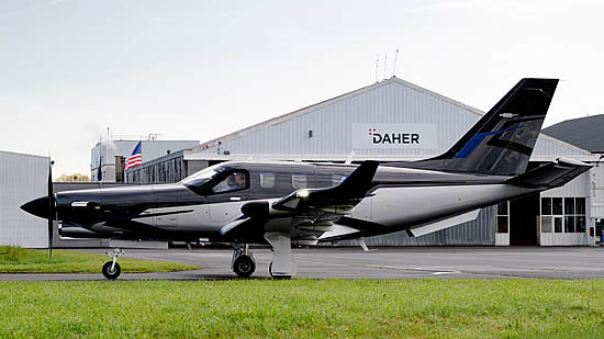 The milestone 1,300th TBM family airplane is a TBM 980 version, shown at Daher Aircraft’s Tarbes, France headquarters and final assembly facility prior to its delivery to a US customer. 