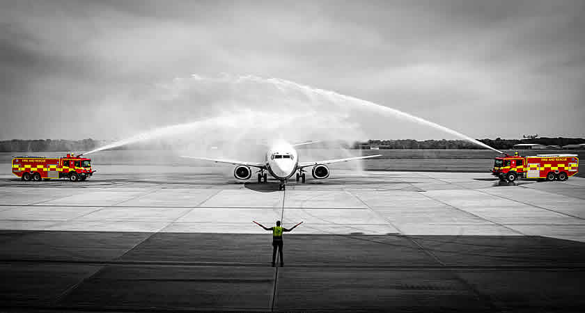 Crystal Palace water salute at London Biggin Hill Airport | Photo: Georgina Godfree.