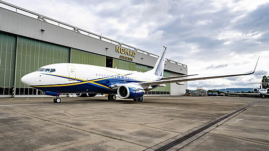 Action Aviation BBJ at Nomad Technics hangar, Basel.