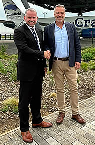 London Cranfield Airport Director, Robbert Abbott (L) with Weston Aviation CEO, Nick Weston.